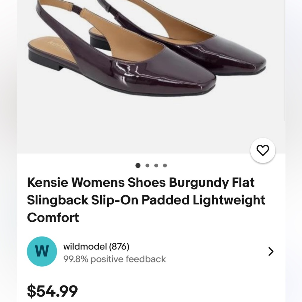 🔥 Kensie Women's Burgundy Slingback Flats brand new - Picture 2 of 2